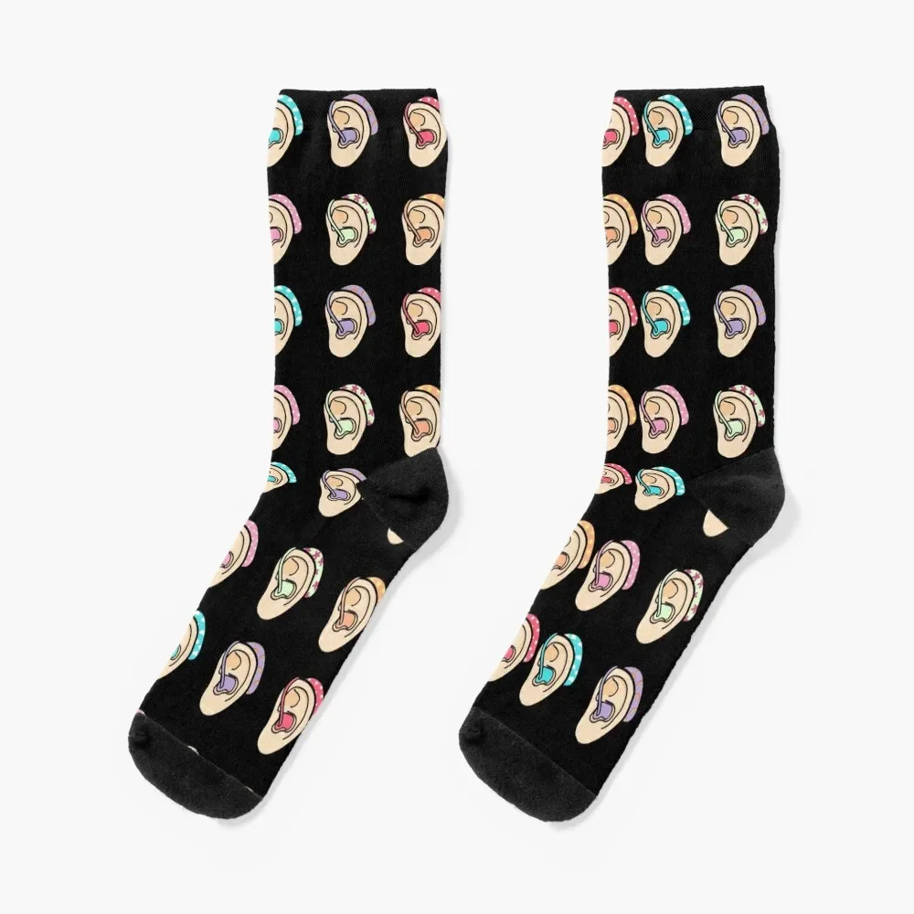 

Colourful hearing aid ears Socks cartoon aesthetic Socks Women's Men's