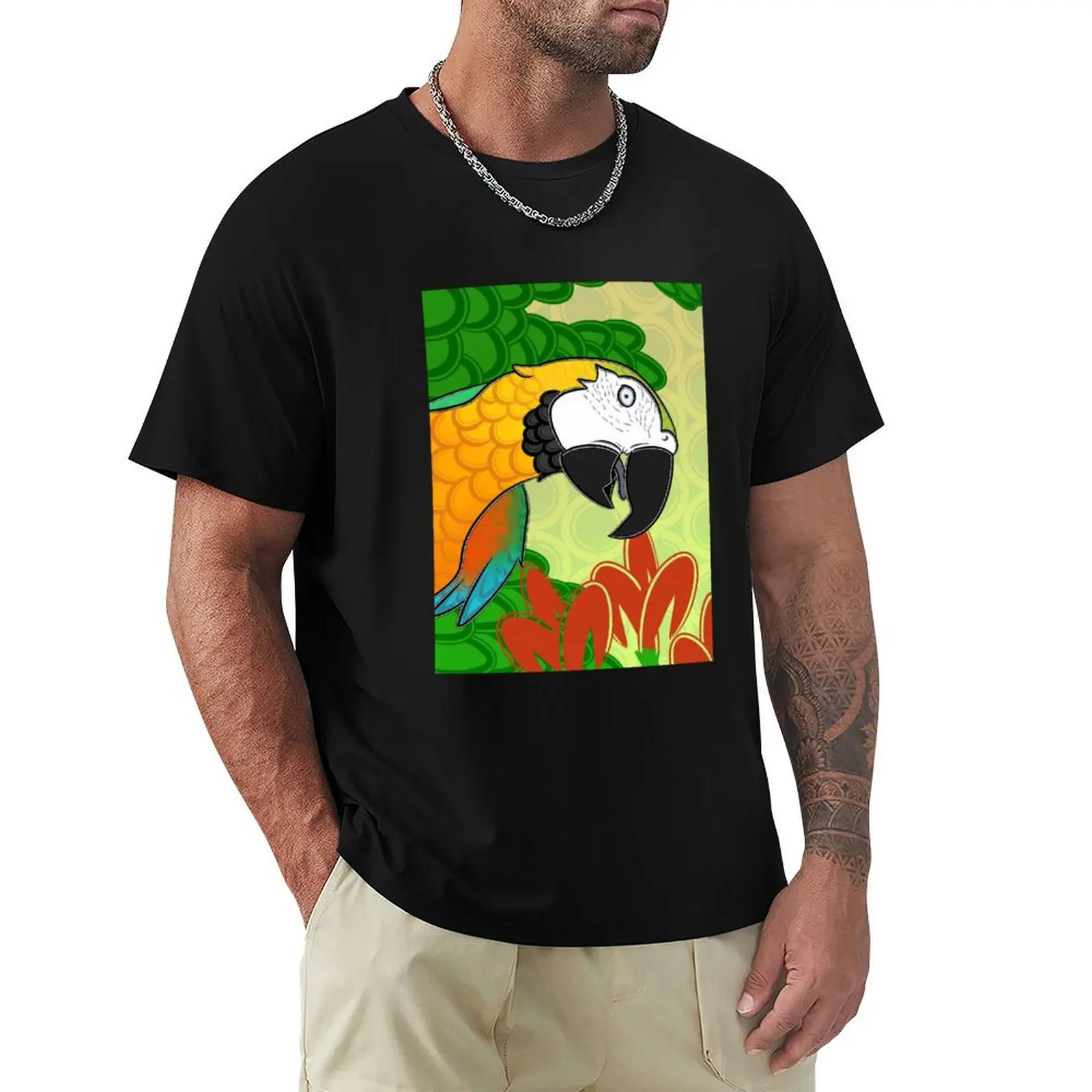 Copy of Did Someone Say BIRDS!? - Catalina Macaw Sunset T-Shirt Basic Plain Tee for Spring and Summer