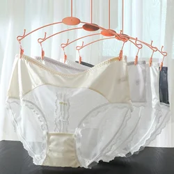 4PCS/Set Women's Panties Sexy Lace New Chinese Style Thin Bowknot Hollow Mesh Sheer Underwear Plus Size 6XL Female Underpants