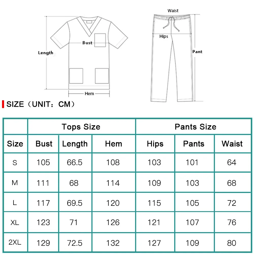 Nurse Medical Uniform High Quality Lightweight Clinical Workwear Scrubs Set Operating Room Surgical 2 Pockets Tops Elastic Pants