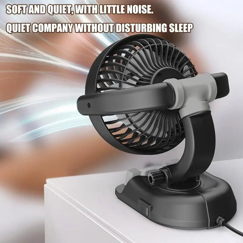 M76E Multipurpose Car Fan With Secure Phone Stand F5504 Portable Vehicle Fan with Mobile Hold for Enhanced Driving Experience
