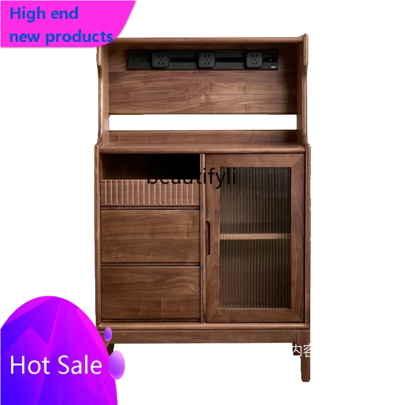 

C456 Black walnut dining side cabinet Nordic simple storage side, home guest restaurant integrated wine cabinet against the w