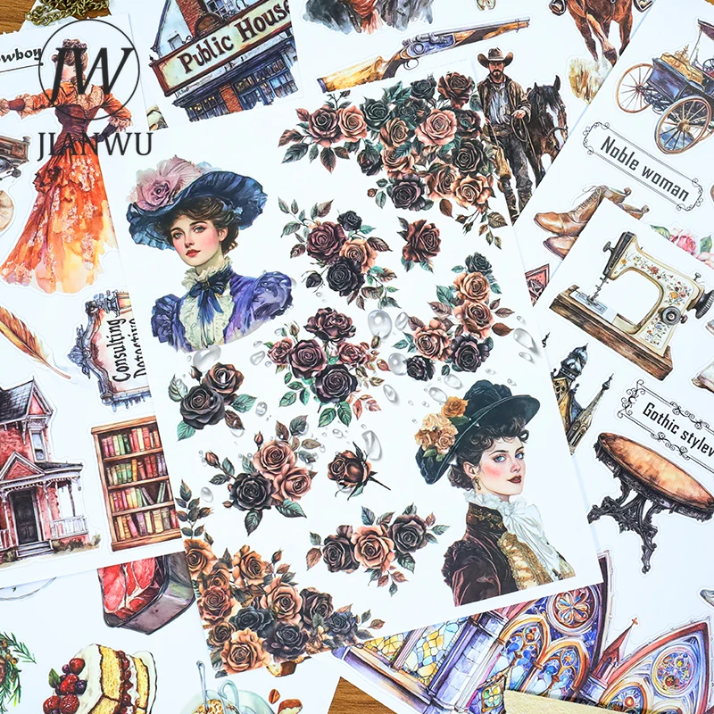 

JIANWU 20 листов/книга, винтажный западный ковбойский персонаж, пейзажный материал, наклейка для коллажа, книга, креативный журнал «сделай сам», канцелярские принадлежности