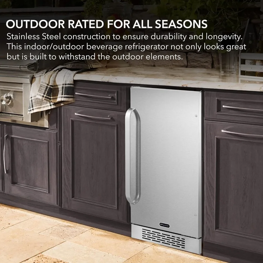 Whynter Indoor e Outdoor Bebidas Frigorífico, 1 Tamanho de aço inoxidável, preto, 15 "Wide, BOR-326FS 3.0 cu. ft