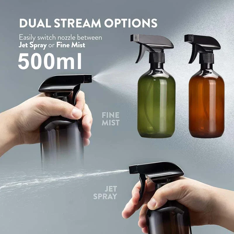 500ml Spray Bottles Plastic Refillable Empty Container 2 Modes Kitchen Garden Watering Button Type Handheld  Liquid Sub-bottling