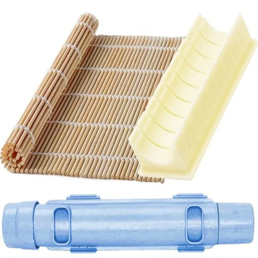 Sushi Making Kit with Bamboo Sushi Mat, Sushi Cutting Mold and Sushi Bazooka, Better Than Single Sushi Mats or Molds, Food-Grad