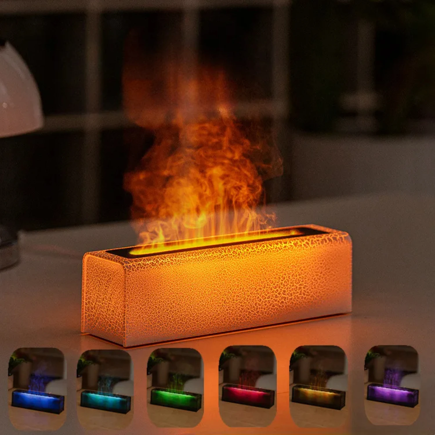 

Colorful Flame Diffuser USB Air Humidifier Ultrasonic Cool Essential Oil Diffuser Simulate Flame Humidifier