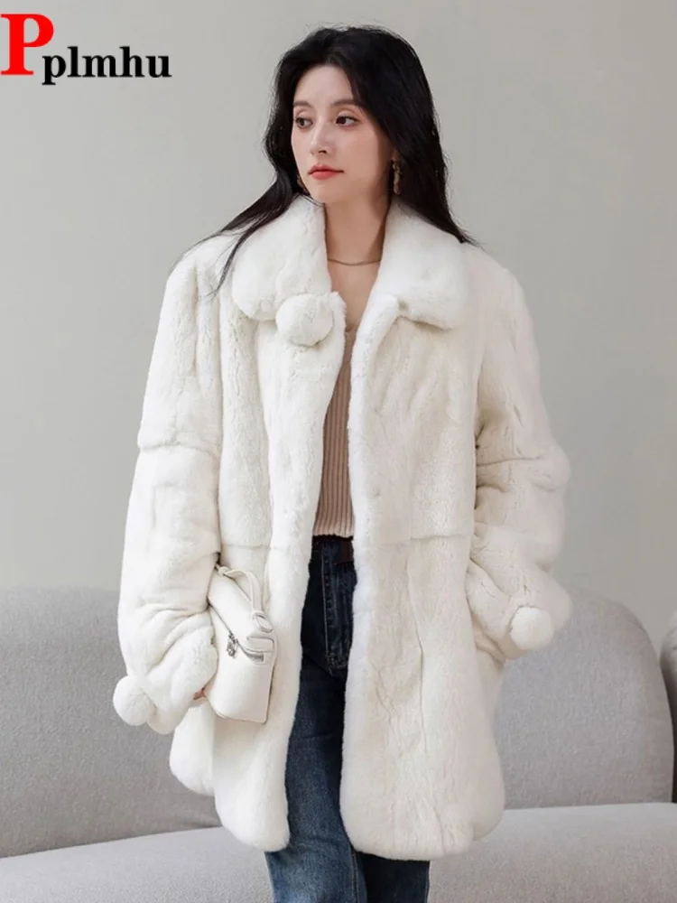 

Теплые меховые куртки с отложным воротником, пальто, женские повседневные мешковатые корейские модные Chaquetas, свободные утолщенные куртки средней длины