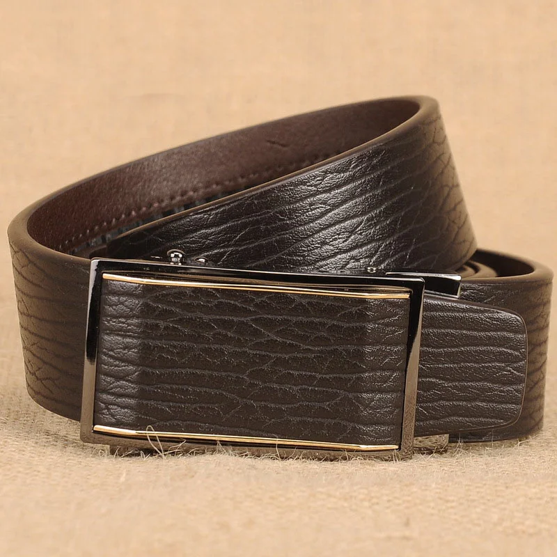 Belts For Men Genuine Leather Cowskin Black Belt Automatic Buckle High Quality Business Male Men's