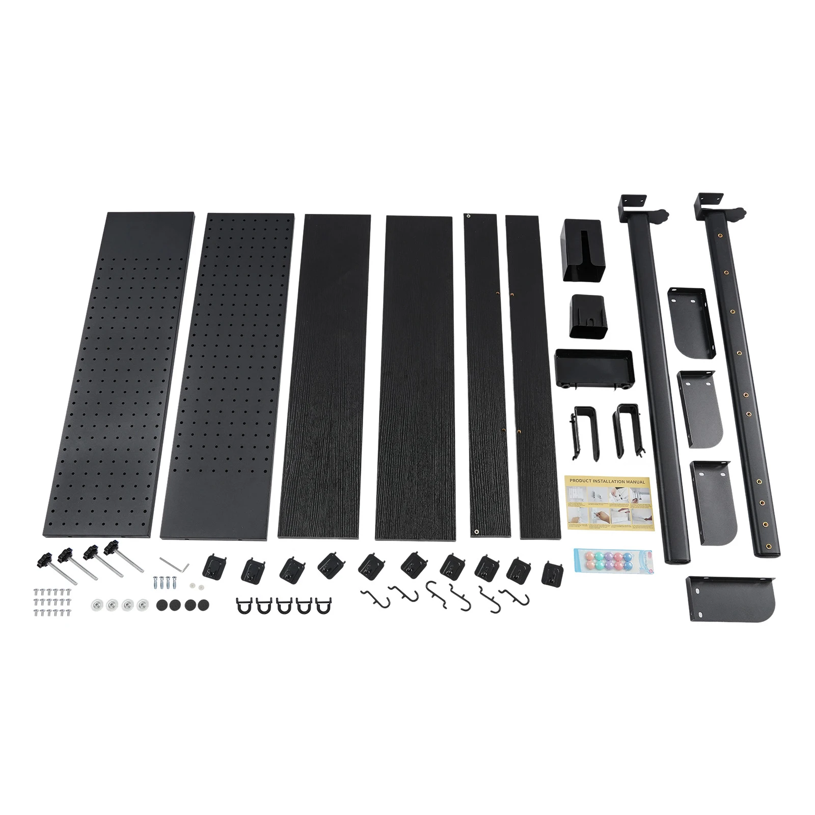 37" Clamp-on Pegboard with Accessories, No Drill Desk Shelf, 2-Tier Organizer with Hooks & Tray, Space Saving Storage Rack for Home Office & Dorm