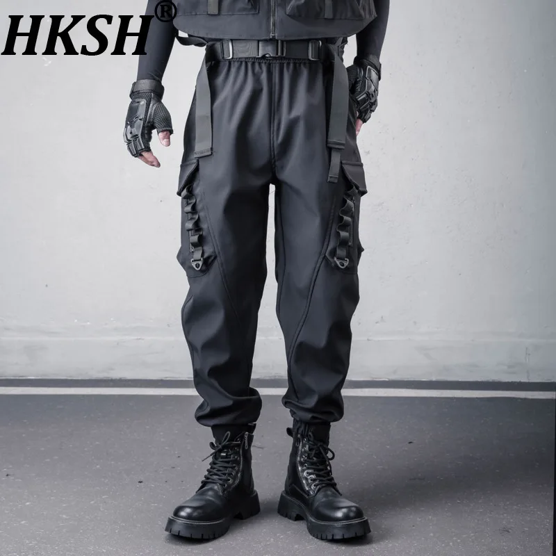 

HKSH Heavy Functional Style Cargo Pants Men Dark Loose Fit Multi-pocket Jogger Tactical Trend Chic Ins Japanese Overalls HK21583