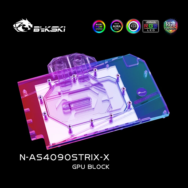 Imagem -05 - Bykski Bloco de Água para Asus Rog Strix Touf Gaming Geforce Rtx 4090 Placa Gpu Radiador de Resfriamento de Cobre Rgb Aura N-as4090strix-x