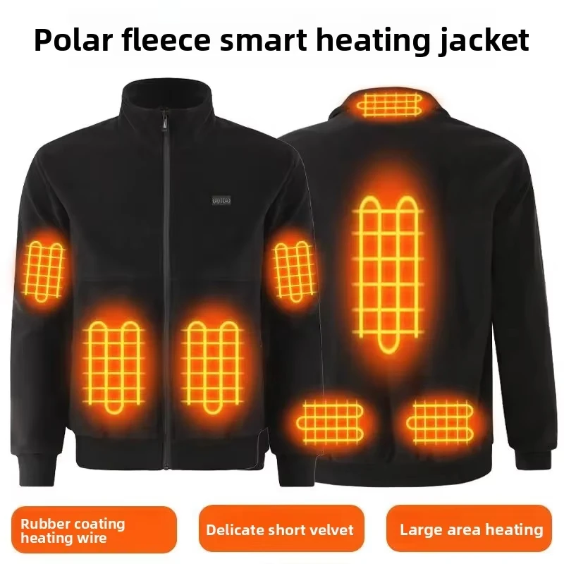 

Winter Men's Heated Electric Fleece Jacket Outdoor Smart Charging Constant-Temperature Warmth Heated Clothing
