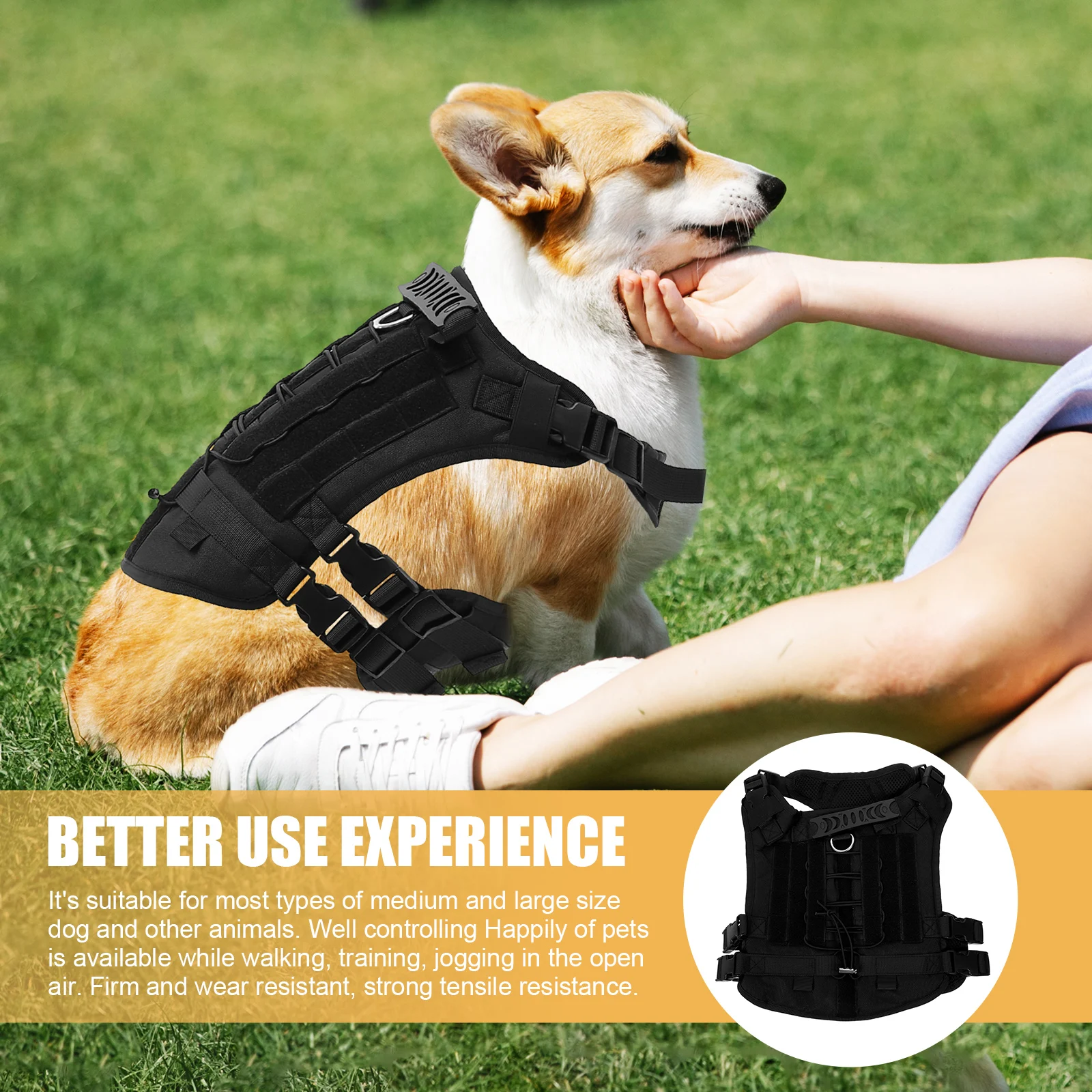 

Adjustable Dog Harness Vest Medium Large Dogs Wear-Resistant Breathable Pet Harness Durable Outdoor Training Vest For