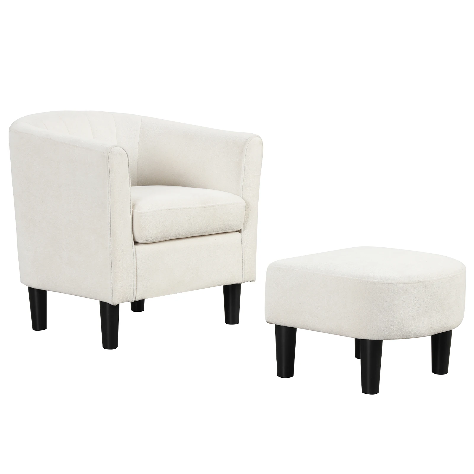 

Стул-бочка с османской подставкой для ног, изогнутая спинка, подлокотники, съемная подушка сиденья