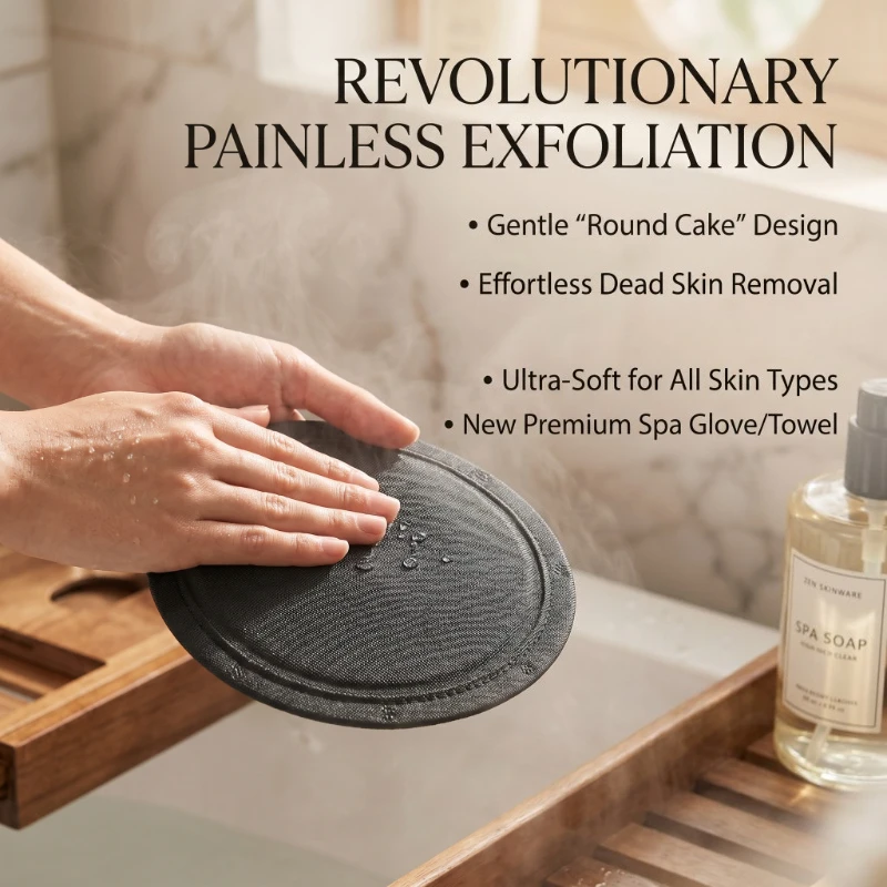 Black Round Pancake Exfoliating Body Scrub Painless Dead Skin Removal Strong Mud Removal Bath Cleaning Tool