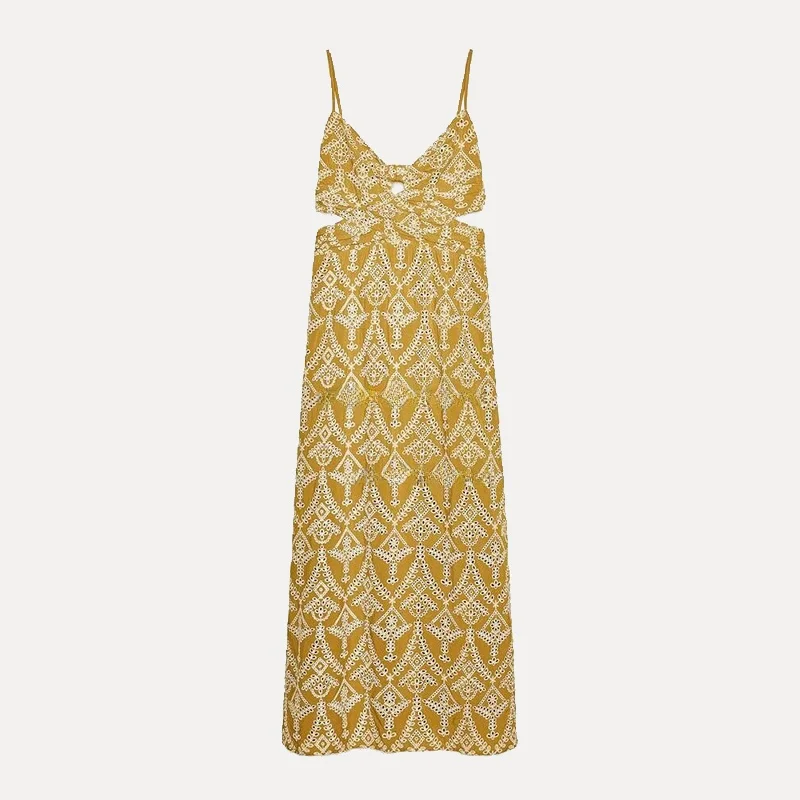 2025年夏新作 レディースファッション 刺繍プリント ノースリーブ ミディ丈ワンピース Zブランド ヨーロッパスタイル ポリエステル繊維00%