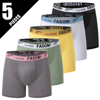 5-piece Set Of Men's Solid Color Underwear Breathable Quick Drying Fashionable Sporty Comfortable And Suitable For Teenagers