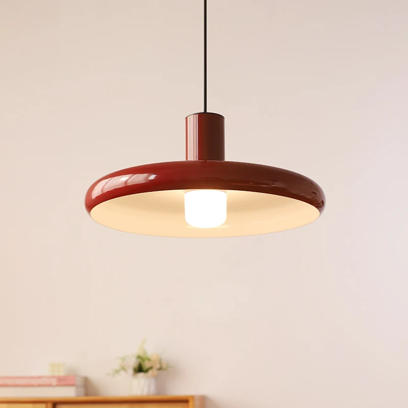 Nordic Red Flying Disc Restaurant Round Pendant Light Modern Creative Living Room Dining Table Home Decor Lighting Chandelier