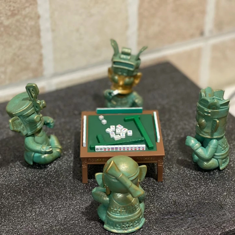 

Sanxingdui Bronze Statue Ancient Figure Play Card Together Terra Cotta Warriors Creative Design Art Toys