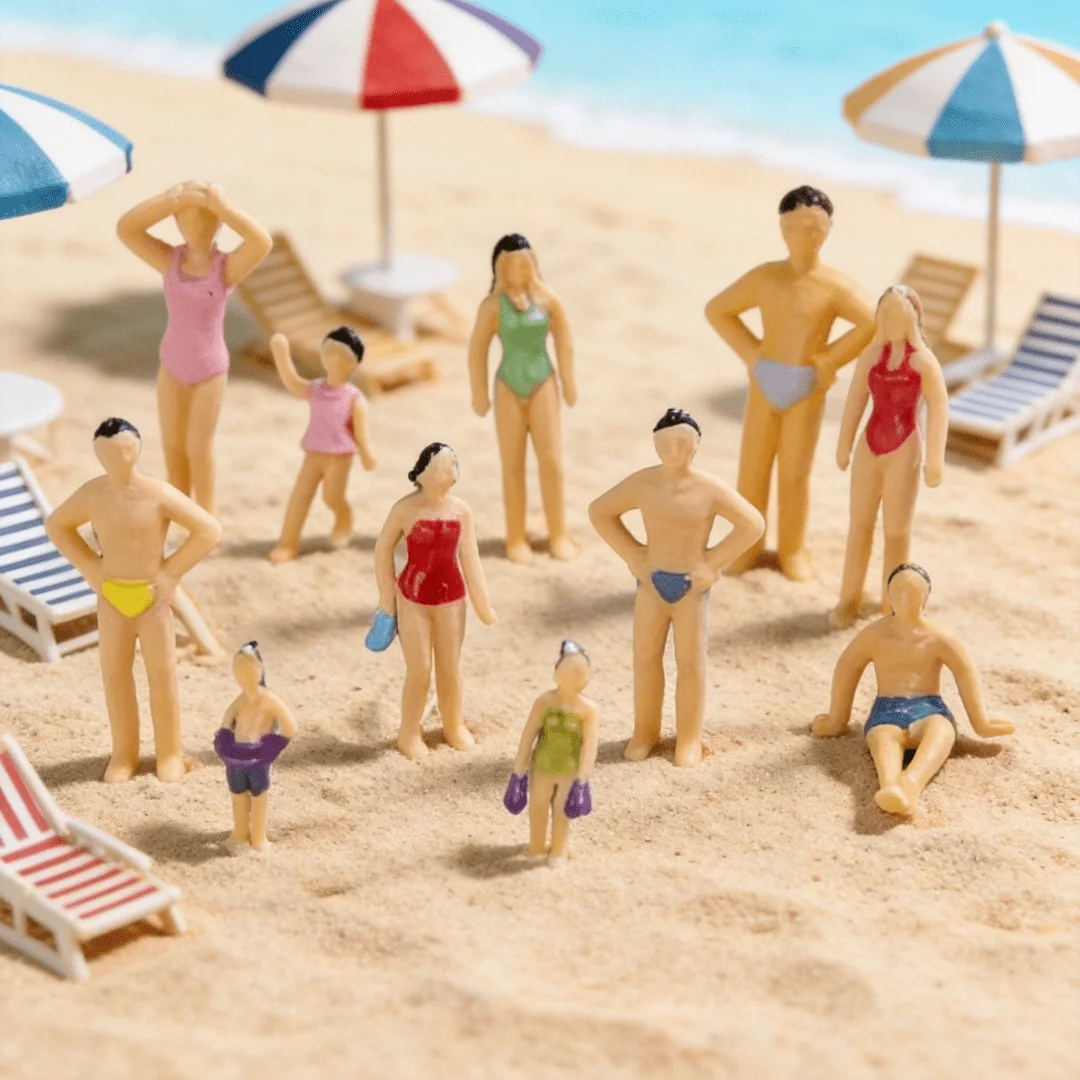 8pcs/15pcs Miniature 1:75 Scale Colorful Swimming Beach Figures for Sand Table Model Swimming Competition Enthusiasts - view 5