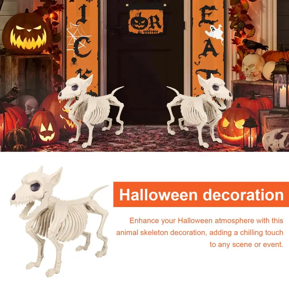 Halloween Dog Skeleton Garden Statue Ornament Animal Bone Figurine Halloween Indoor Outdoor Decor Party Favors