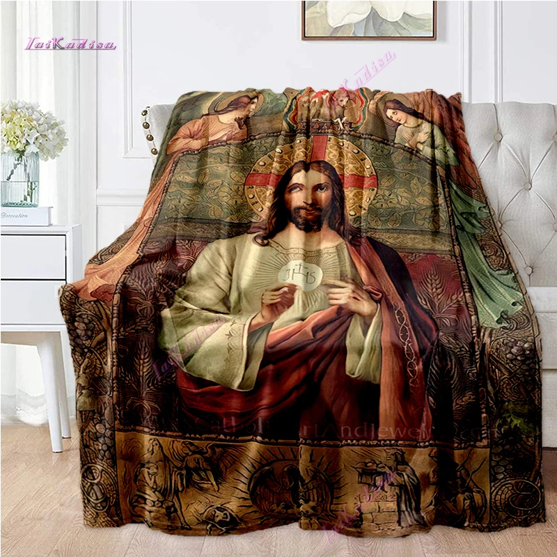 

Jesus Blanket Lord's Prayer Throw Blanket Religion Flannel Soft Warm Comfortable for Sofa Chair Office Birthday Souvenir Gifts