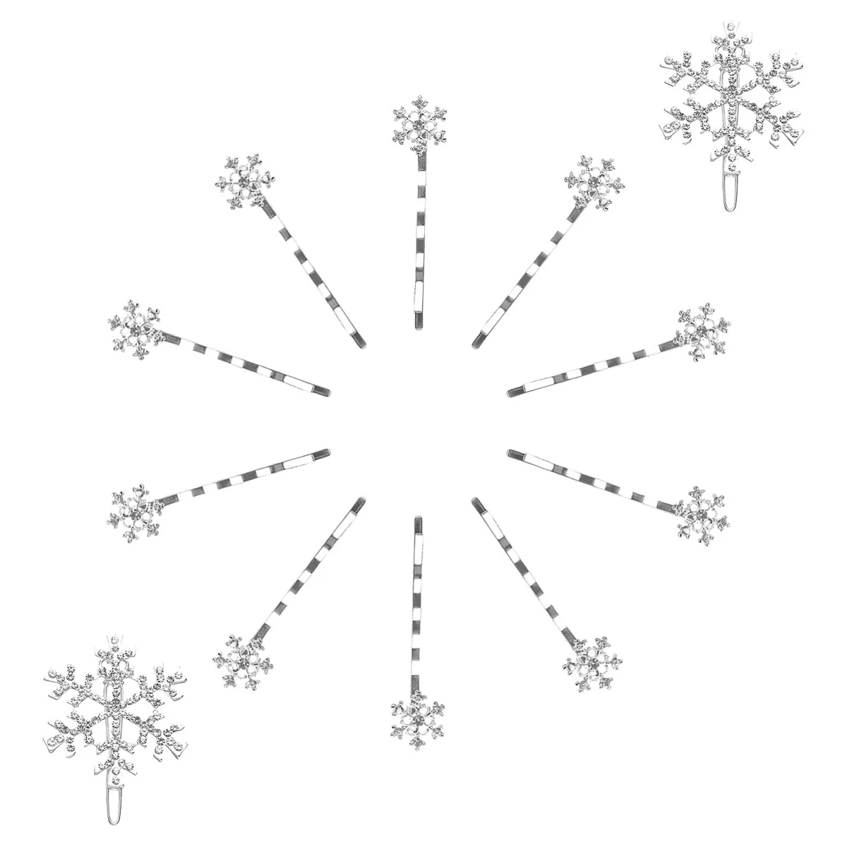 

12Pcs Hair Clip Set for Women Fashion Snowflake Alloy Rhinestones Shiny Elegant Winter Hairpins for Party Wedding Daily Wear