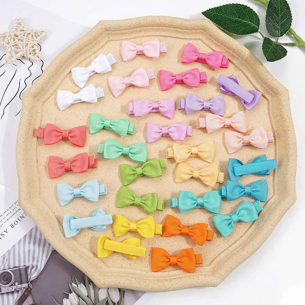 20PCS 2\'\' Ribbon Bows Baby Girls Hair Clips Fully Lined Barrettes Hair Accessories Infant Kids Children Gift Sets Photo Props