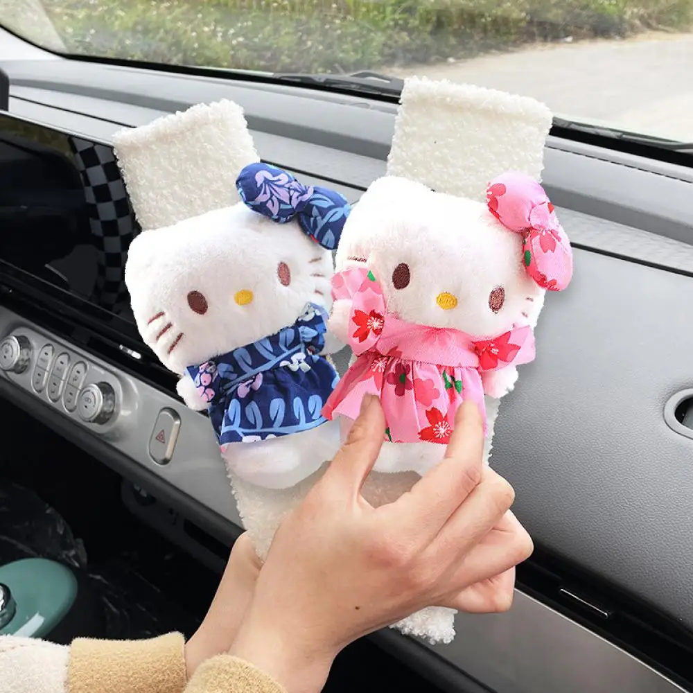 Car Seat Belt Cover Anime Hellokittys Cartoon Kawaii Cute Plush Doll Auto Shoulder Protector Interior Decoration Accessories