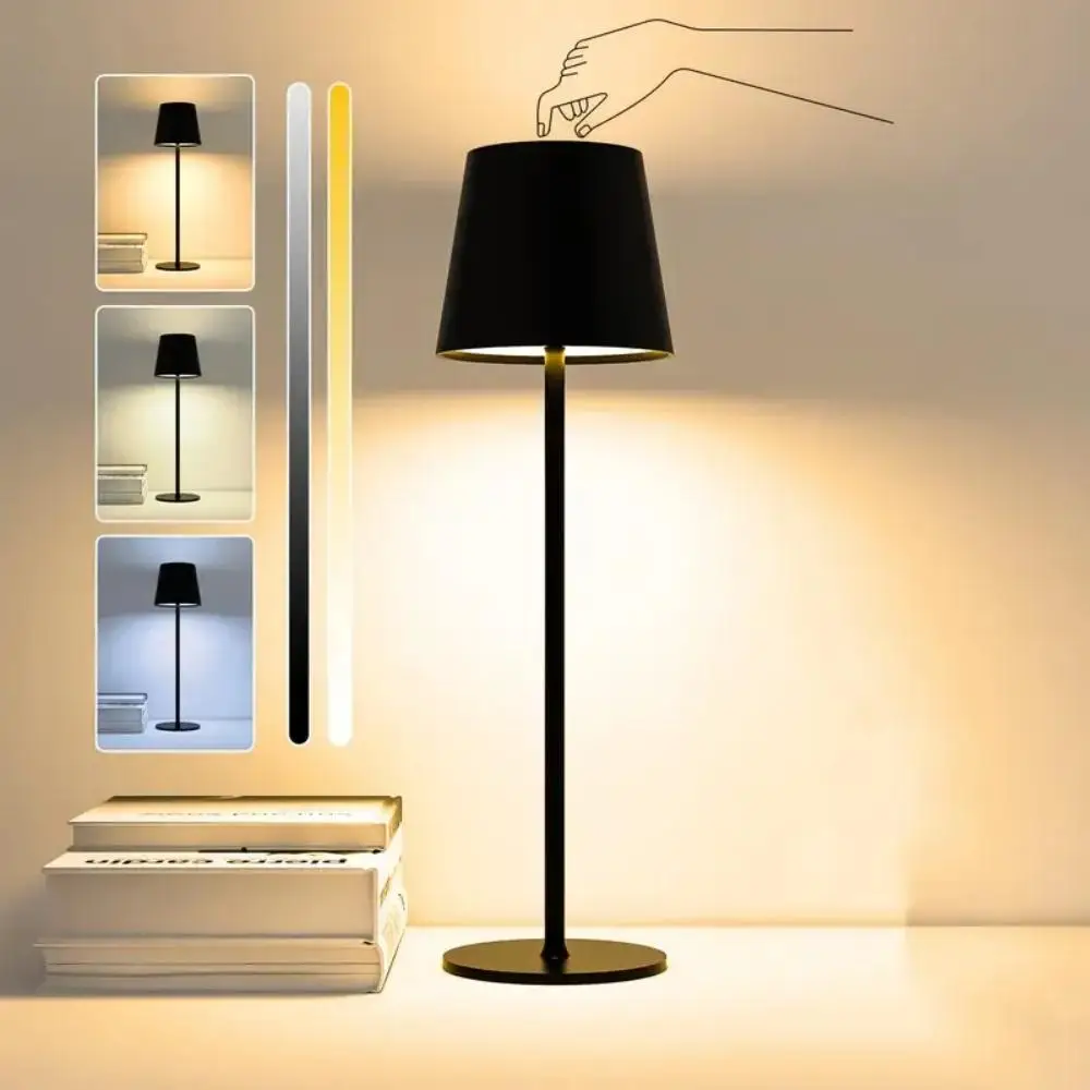 LED Rechargeable Table Lamp 3 Color Desktop Night Light Eye Protection Desk Lamp for Office Study Christmas Gift Bedside Decor