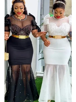 Abiti da festa africani per le donne Dashiki Ankara abito da sera da sposa 2024 primavera Sexy aderente Maxi abito lungo Africa abbigliamento