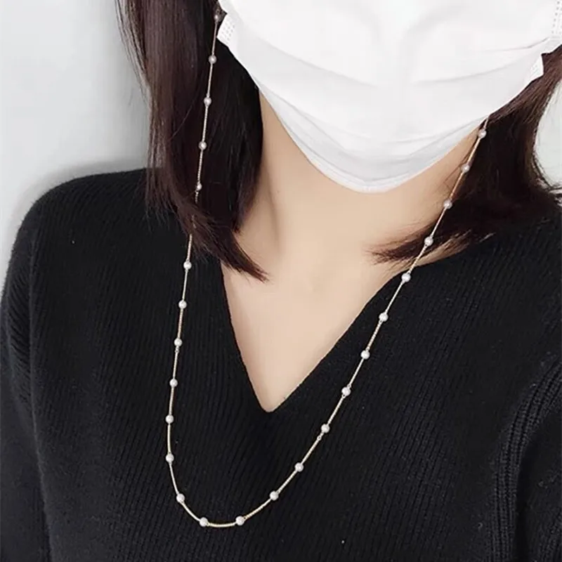 

Simple and fashionable metal handmade imitation Pearl glasses chain anti-loss accessories glasses rope hanging chain