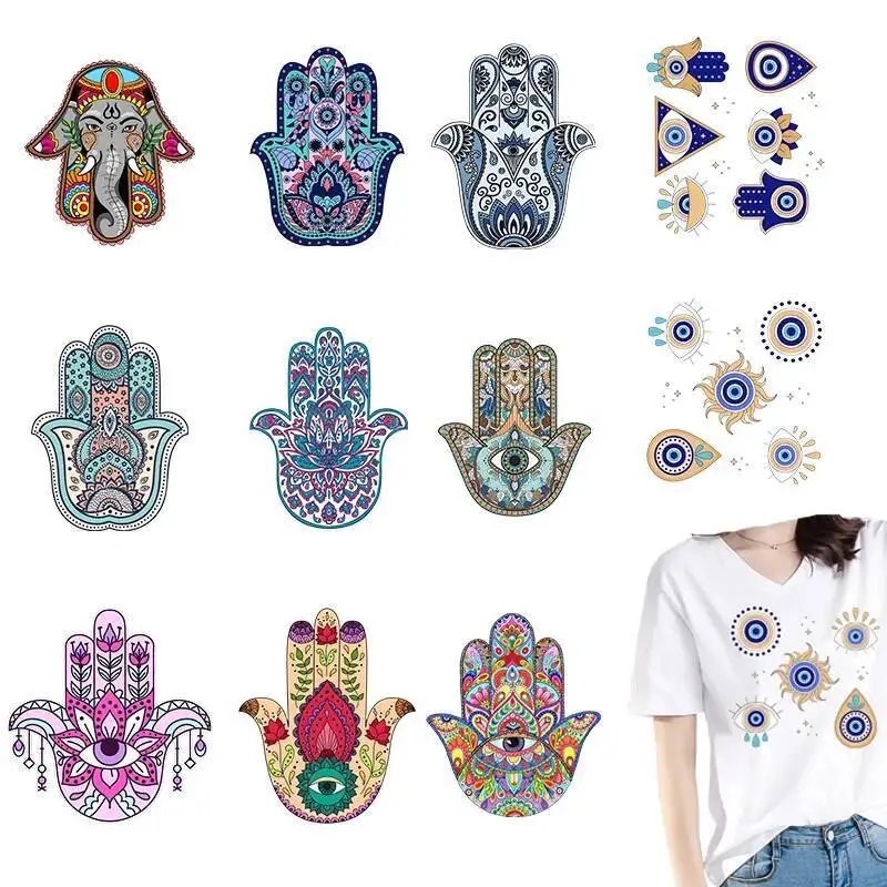 

Iron On Yoga Pattern Heat Transfer Women's Clothing DIY Stickers with Ethnic Style Pattern Elephant Vinyl Wash Stripes