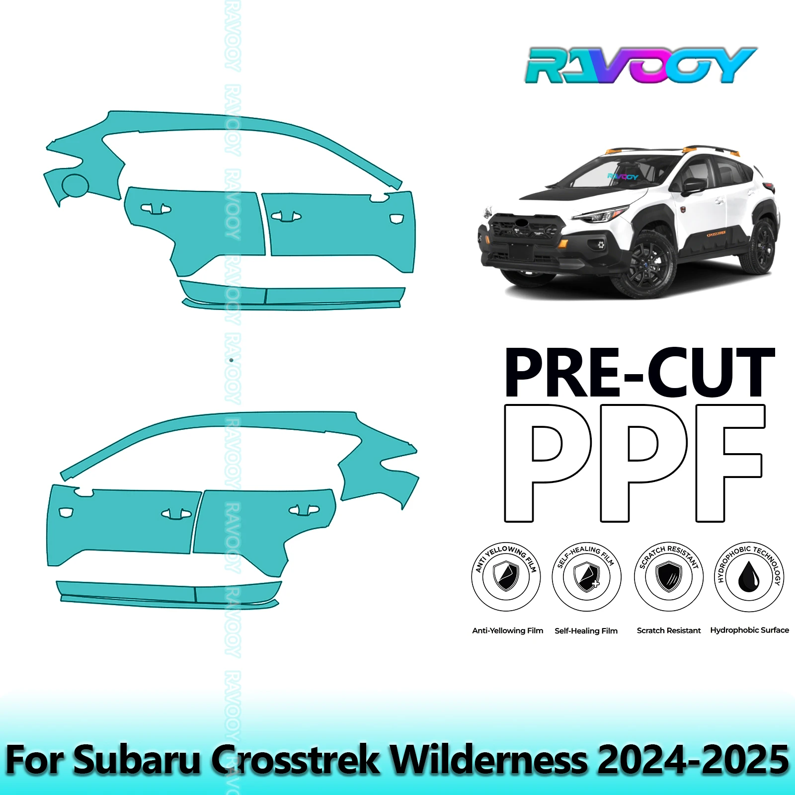 

For Subaru Crosstrek Wilderness 2024-2025 8.5mil Clear Matte Pre-Cut PPF Door & A/B Pillar Kit TPU Paint Protection Film Set