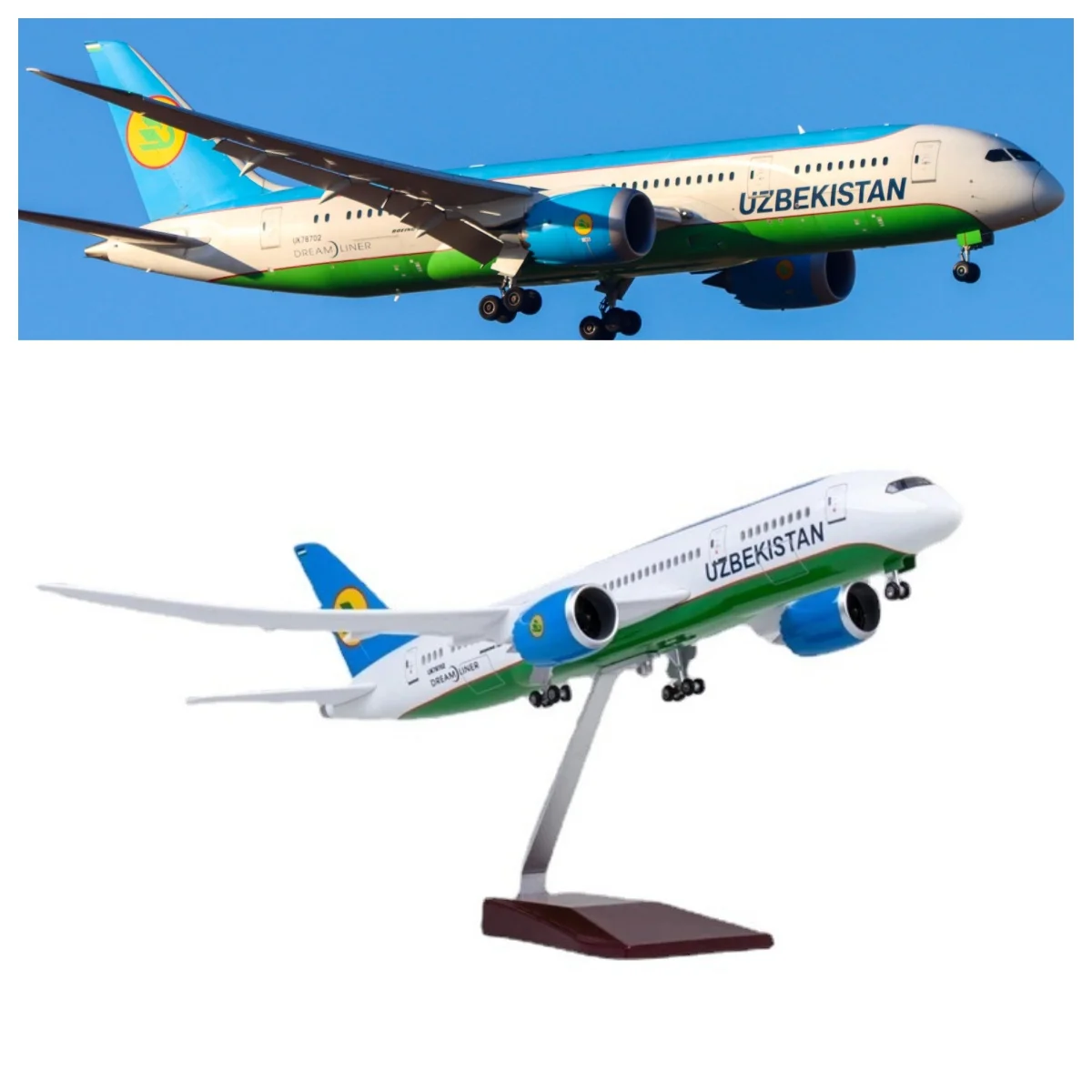 47 سنتيمتر طائرة نموذجية B787 أوزبكيستان طيران الراتنج دييكاست طائرة 787 دريملاينر جمع هدية بواسطة الطيران #1