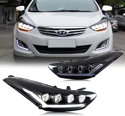 LED Headlights for Hyundai Elantra 2012 2013 2014 2015 2016 Start-up Animation Sequential Indicator High Beam Low Beam Projector