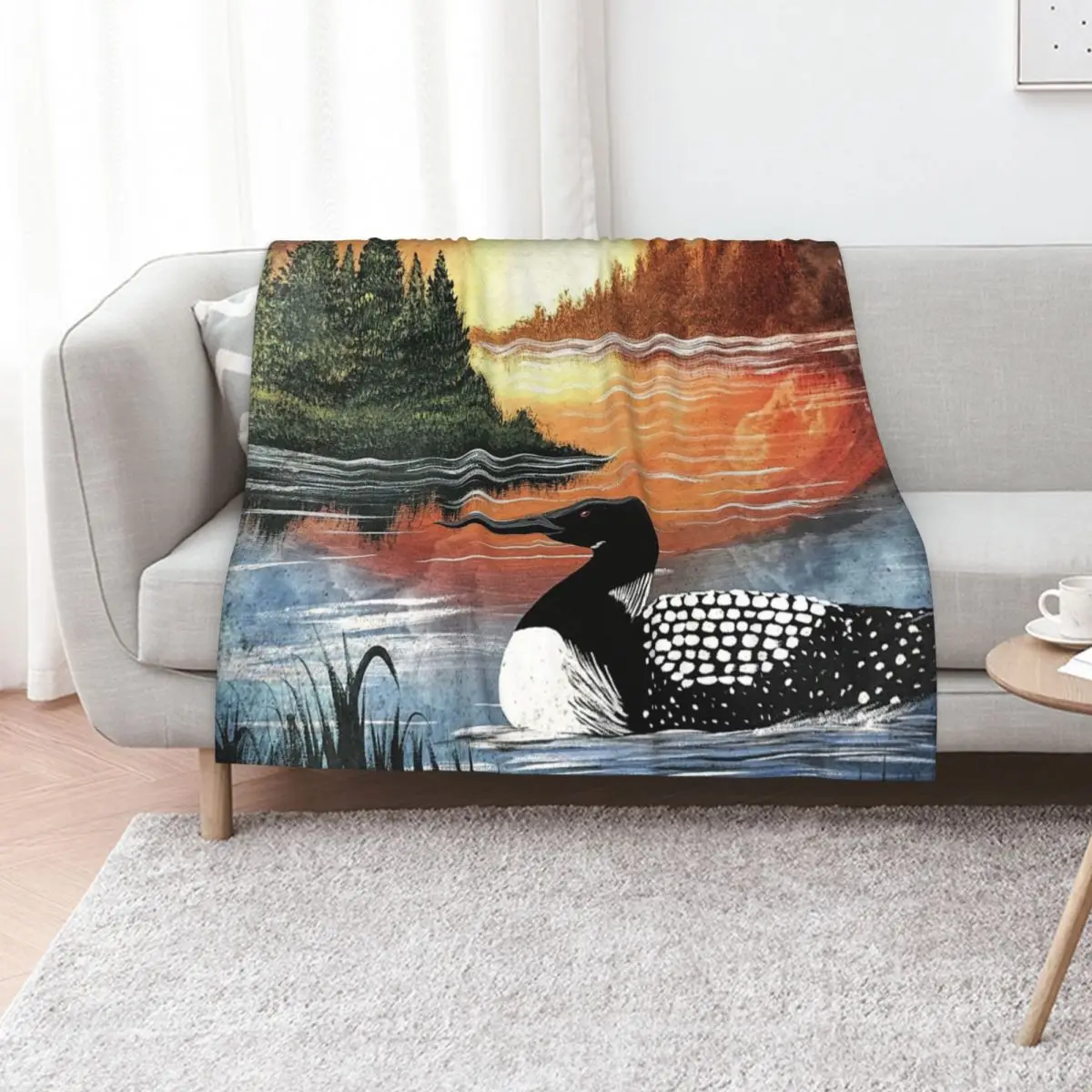 

Sunset Loon Throw Blanket anime Winter beds blankets ands Designers Blankets