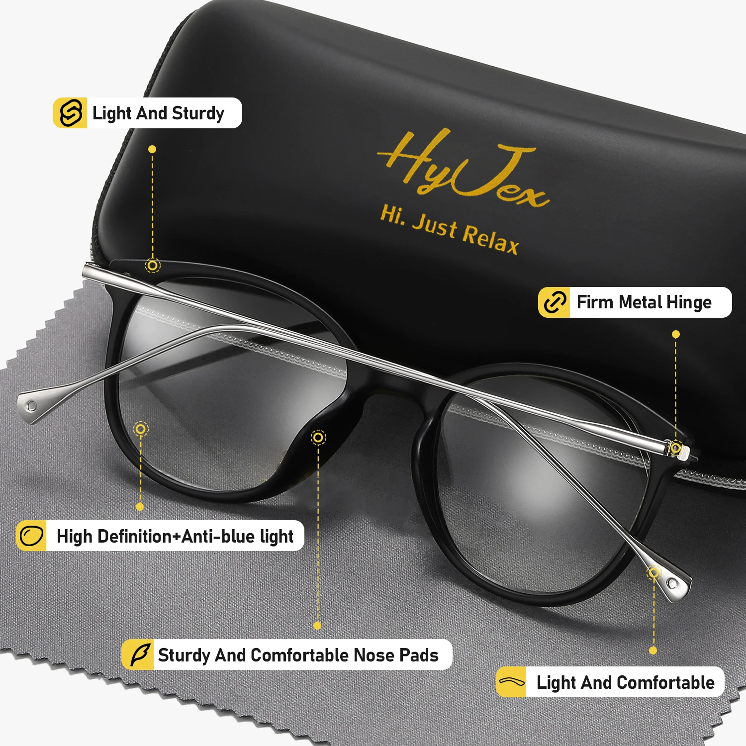 HyJex 1 Piece Unisex Simple Design Full Frame Plaon Glasses Student Like Temperament Travel Frame Plaon Glasses