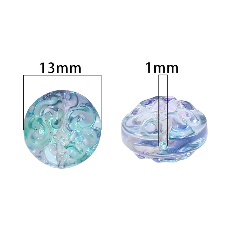 

10pcs 13mm Glass Circular Floral Beads Loose Spacer Beads for Jewelry Making DIY Handmade Earrings Bracelets Necklace Accessorie