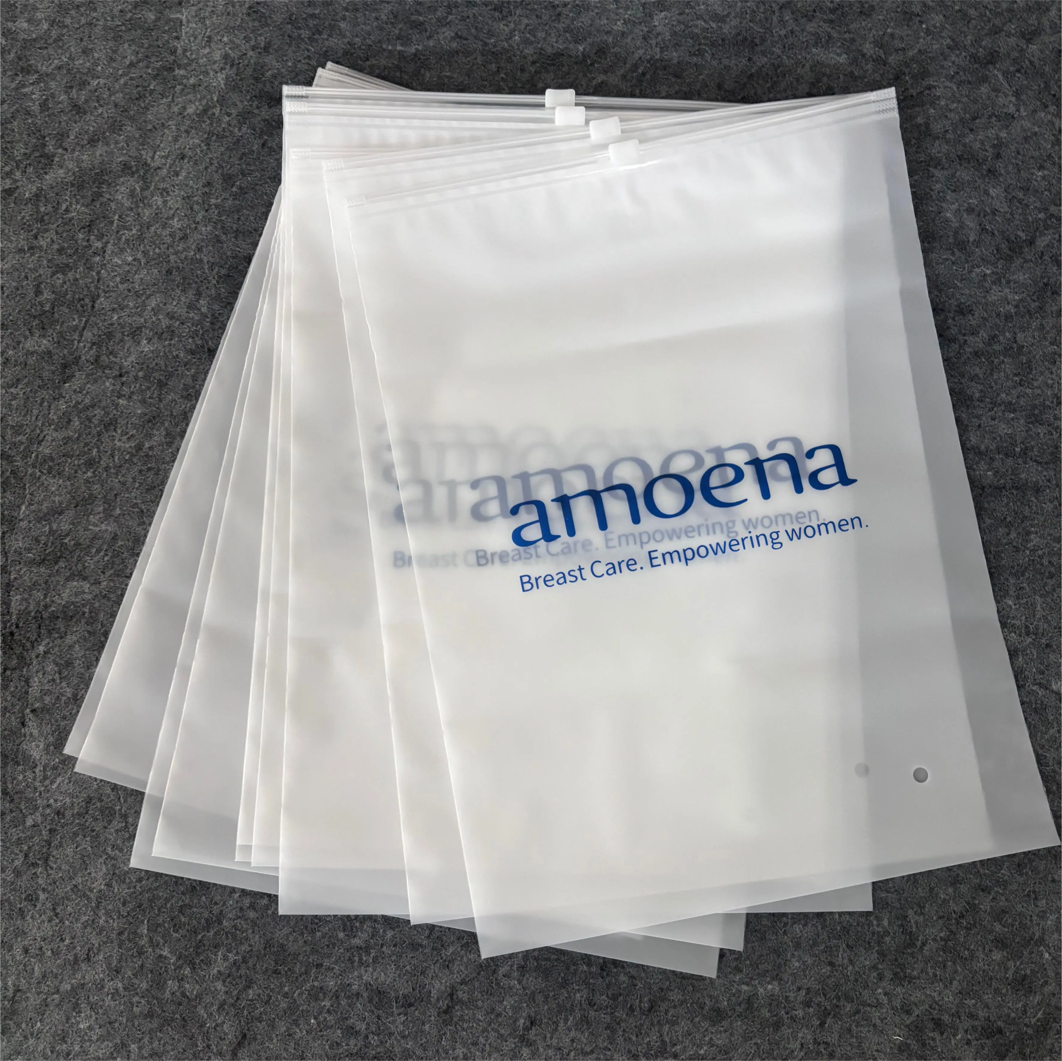 

Custom Logo Printing Slide Matte/ Frosted Biodegradable Zipper Plastic Bag Clear Clothing Tshirt Poly Zip Bag With Own Logo