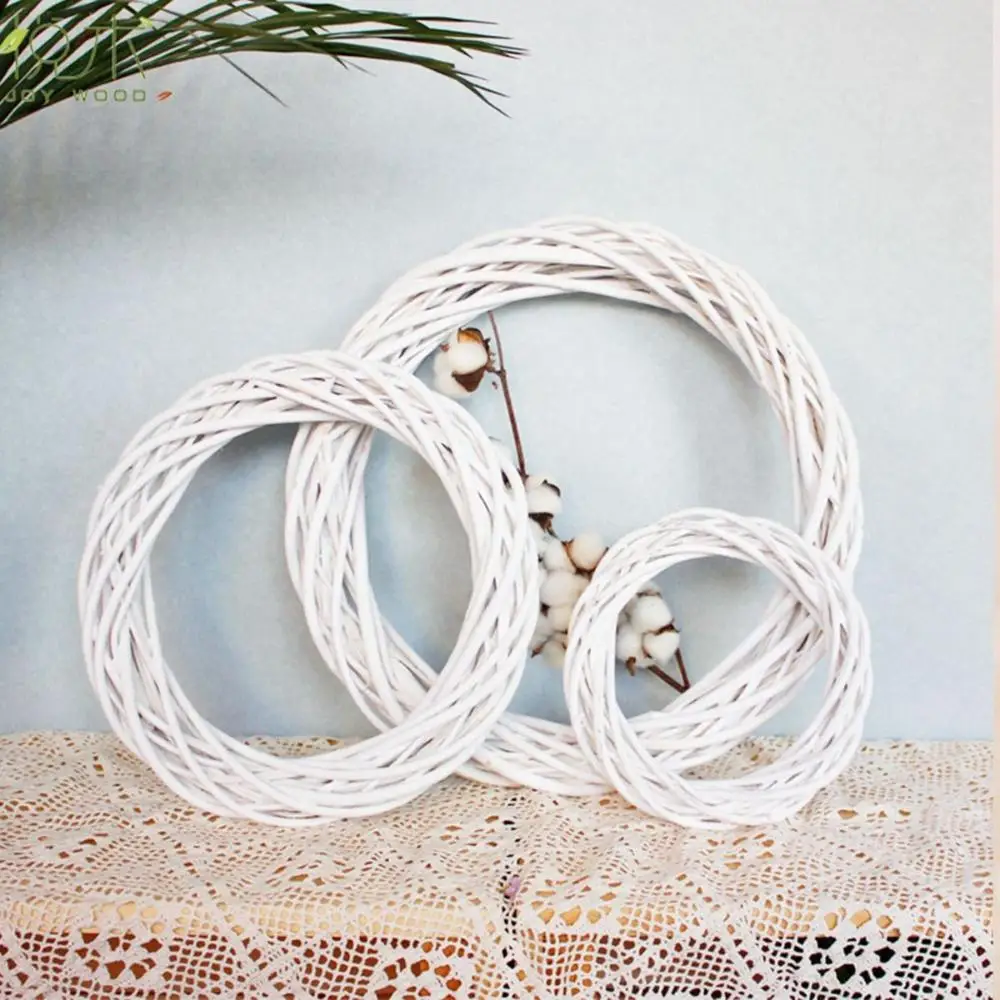 DIY Craft Party Vine Natural Ornament Hanging White Garland Wicker Wreath Christmas Decoration Rattan Ring