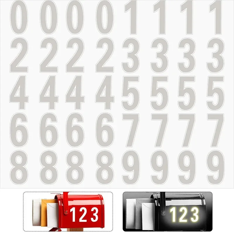 Car or House Door Street Address Mailbox Number Digits Numeral Car Room Gate Vinyl Decal Reflective Stickers White
