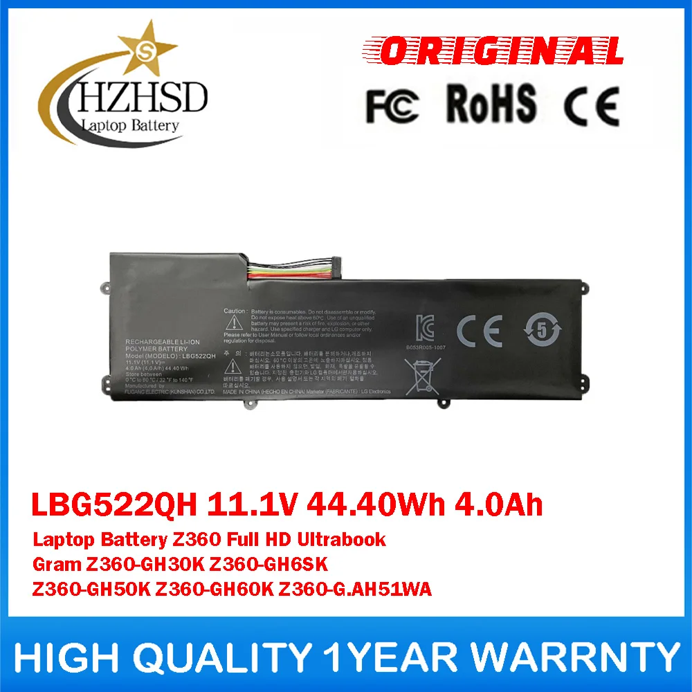 

LBG522QH 11.1V 44.40Wh 4.0Ah Genuine Original Laptop Battery For LG Z360 Full HD Ultrabook Gram Z360-GH30K Z360-GH6SK Z360-GH50K