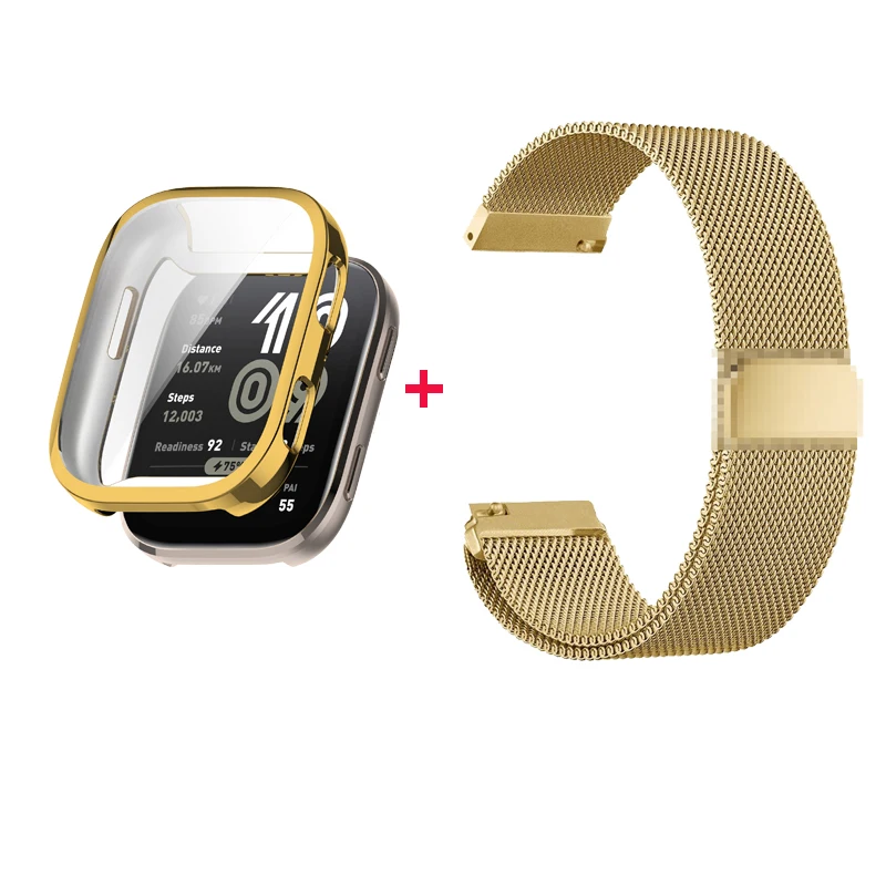 2 قطعة حزام معدني + حافظة ناعمة ل Huami Amazfit Bip 6 الفولاذ المقاوم للصدأ ميلانو حلقة سوار الأساور حزام