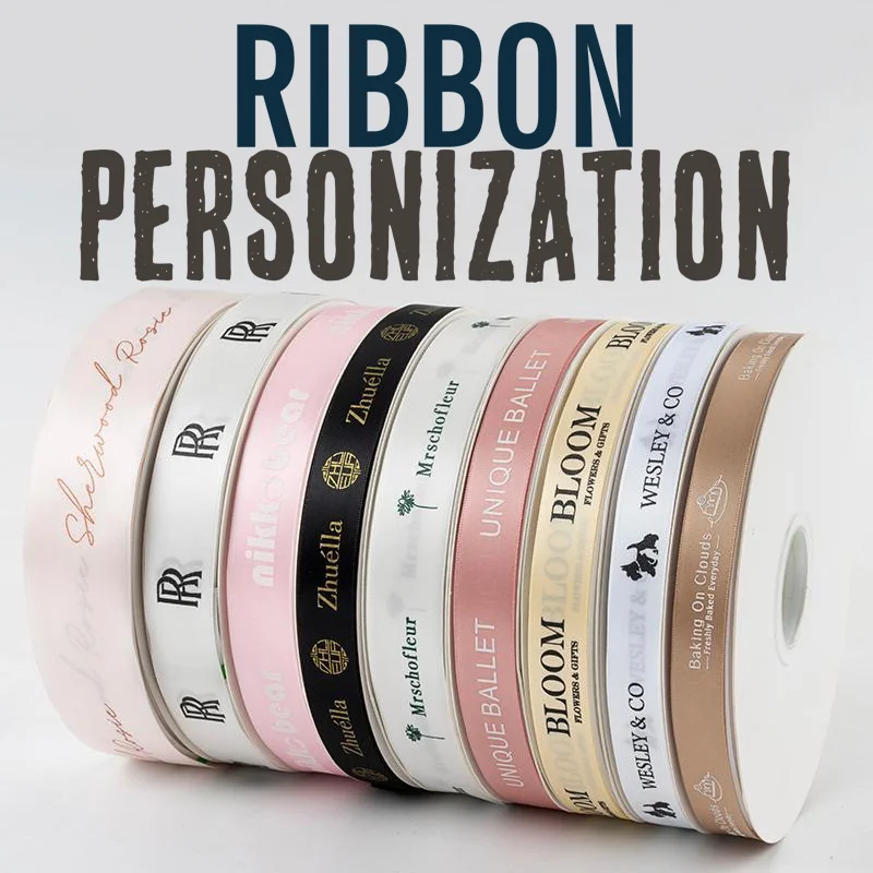 100Y Personalised Satin Ribbon Gifts Wrapping Birthdays Weddings Anniversary Customised Satin Ribbon Corporate Branding Ribbon