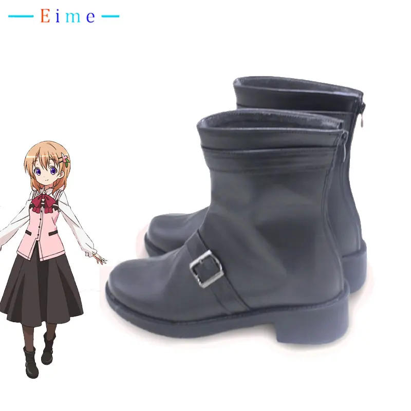 Anime Is the order a rabbit Hoto Kokoa Cosplay Shoes PU Leather Shoes Cosplay Prop Halloween Boot Custom Made