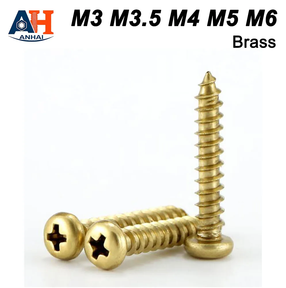 Brass Round Head Phillips Self Tapping Screw Wood Screws Length 6mm~50mm