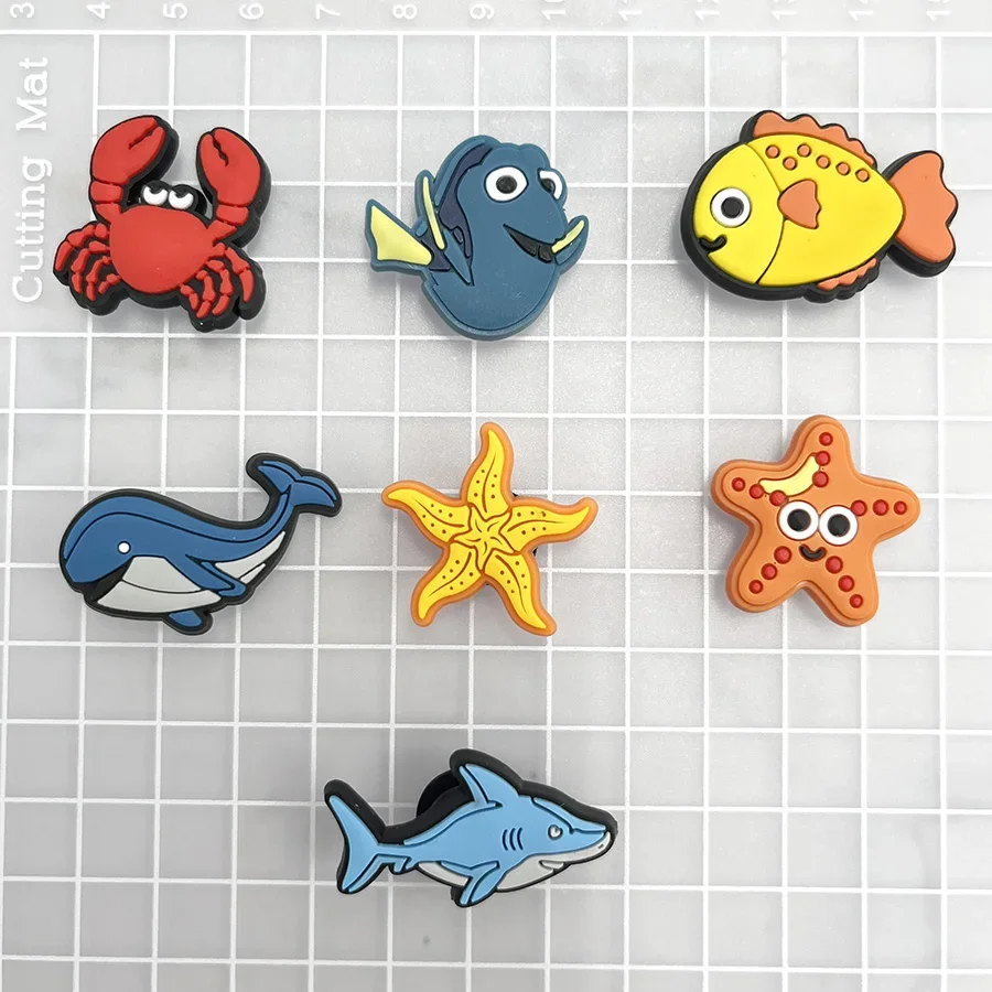 Sea Animals PVC Shoe Charm Accessories Diy Shoe Buckle Decoration Starfish whale Clog Upper Pins Shoe Charms Kid X-mas Gift