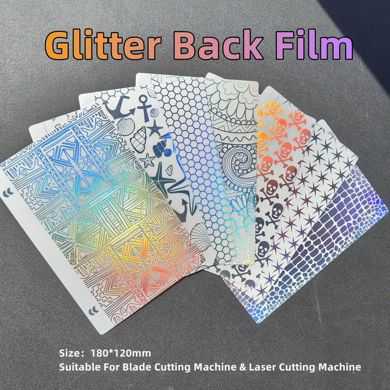 50 sztuk 3D brokatowa folia tylna do maszyny do cięcia ostrzy uniwersalna folia kolorowa ostrość dekoracyjna tylna okładka naklejka ochraniacz ekranu